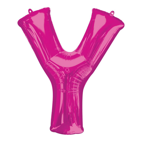 Metallic Balloon - Jumbo Letter Pink Y