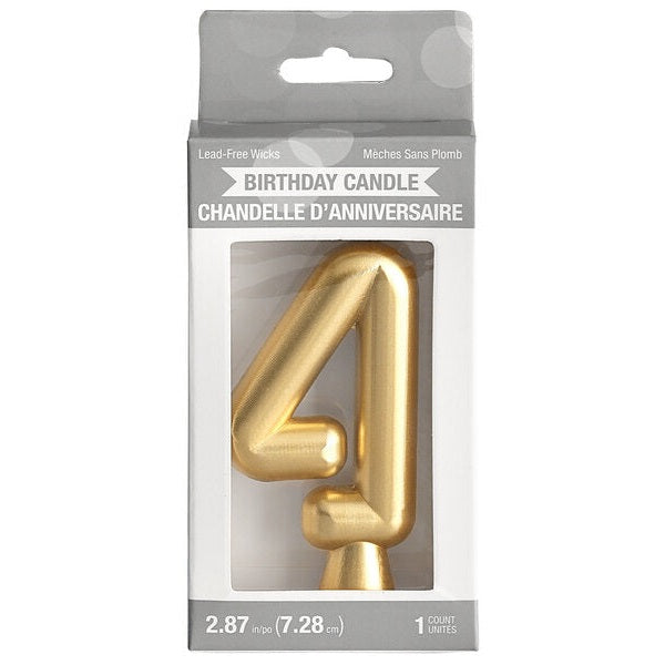 Metallic Gold Birthday Candle Abstract Number 4
