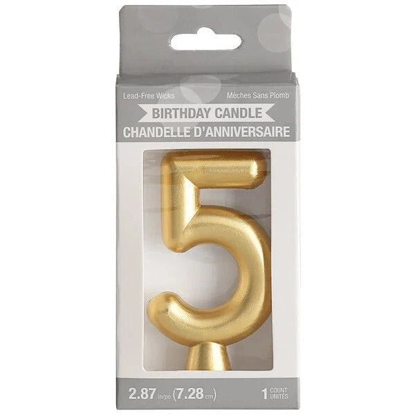 Metallic Gold Birthday Candle Number 5
