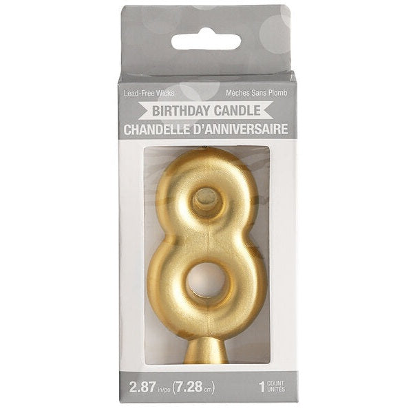 Metallic Gold Birthday Candle Number 8