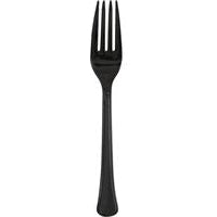 Midnight Black Solid Premium Plastic Forks, 20 Count