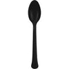 Midnight Black Solid Premium Plastic Spoons, 20 Count