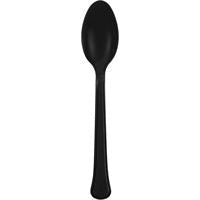 Midnight Black Solid Premium Plastic Spoons, 20 Count