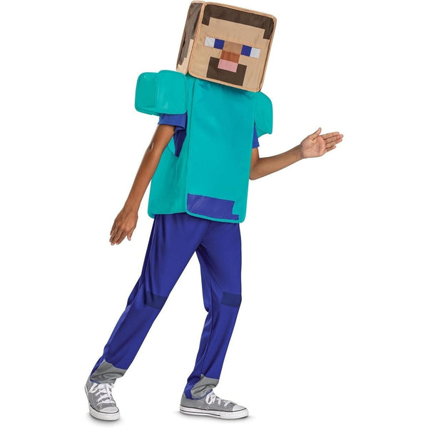 Minecraft Steve Costume for Kids, Official Minecraft Costume Pop Out Outfit with Headpiece, Child Size Large 10-12
