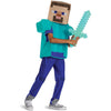 Minecraft Steve Costume for Kids, Official Minecraft Costume Pop Out Outfit with Headpiece, Child Size Large 10-12