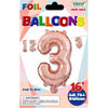 Mini Rose Gold #3 16" Air-filled Foil Balloon