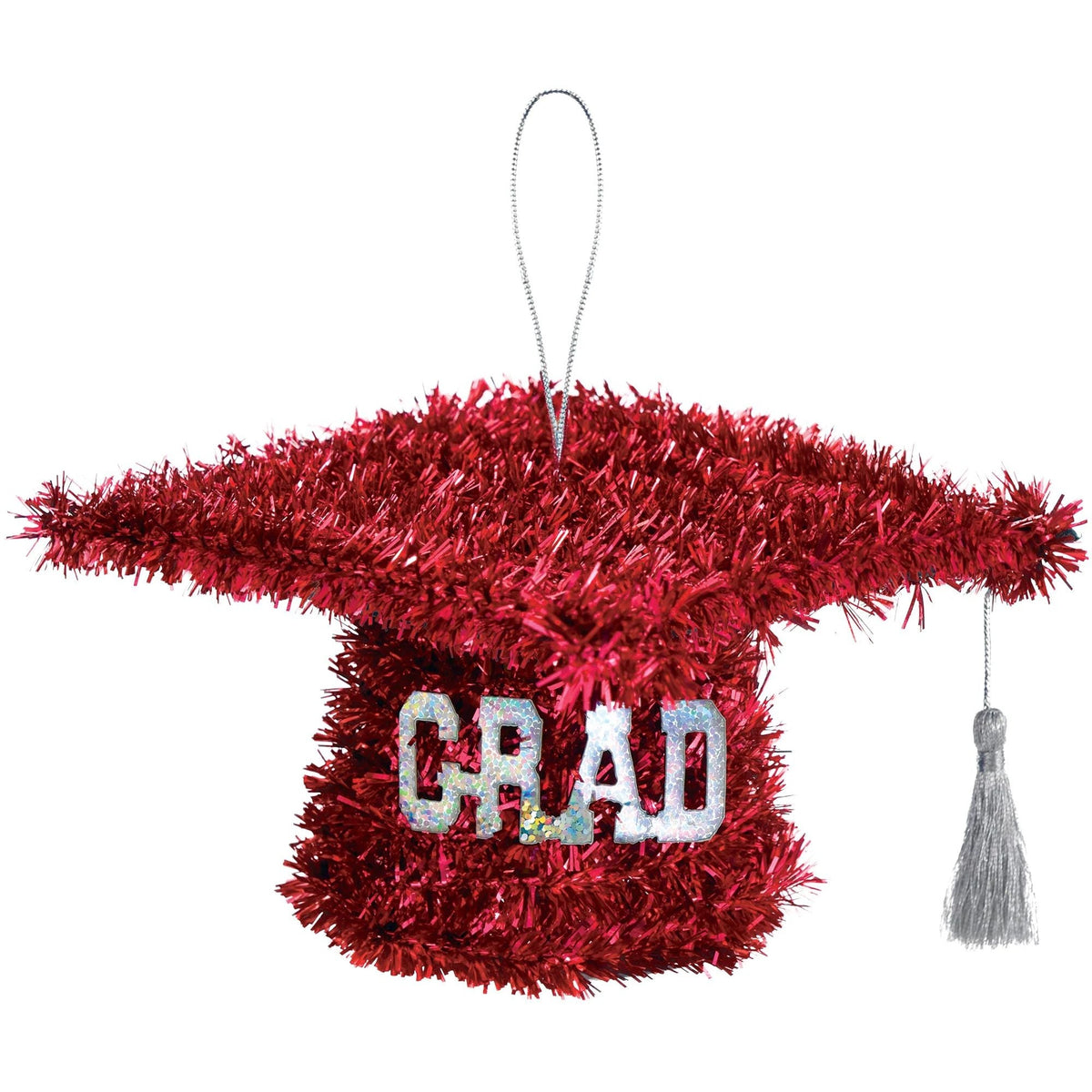 Mini Tinsel Graduation Cap - Red