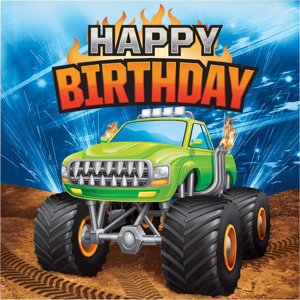 Monster Truck Rally "Happy Birthday" Luncheon Napkins