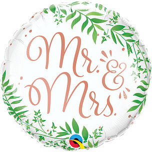 Mr. & Mrs. Elegant Greenery 18" Foil