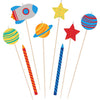 Multicolor Blast Off Birthday Candle Mix - 8-Piece Set, 2 Spiral Candles 4" & 6 Pick Candles 4.9" & 5.9" - Vibrant Party Decorations for Cakes & Celebrations