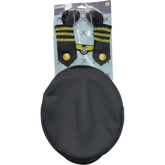 NEW: Pilot Accessory Kit Hat, glasses, shoulder badges, ID badge