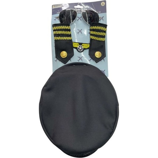 NEW: Pilot Accessory Kit Hat, glasses, shoulder badges, ID badge