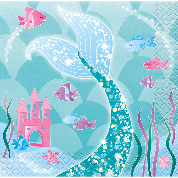 Napkins - Beverage, Mermaid, 16 Count