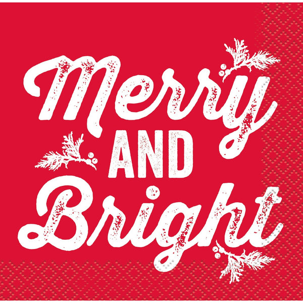 Napkins - Beverage, "Merry and Bright", 16 Count
