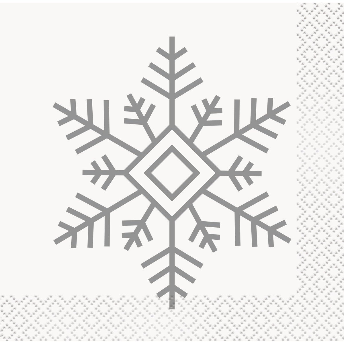 Napkins - Beverage, Silver Snowflakes