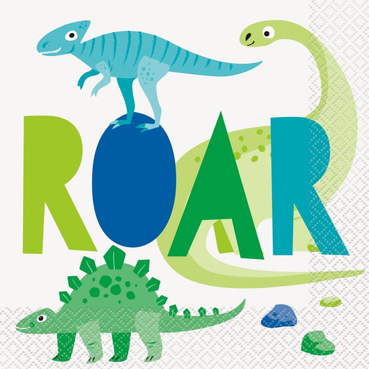 Napkins - Lunch, Blue & Green, Dinosaur, 16 Count