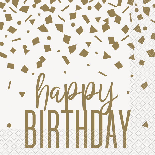 Napkins - Lunch, Confetti Gold Birthday, 16 Count