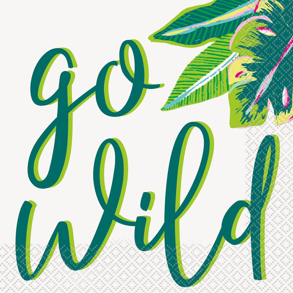 Napkins - Lunch, Tropical Leaves, "Go Wild", 16 Count