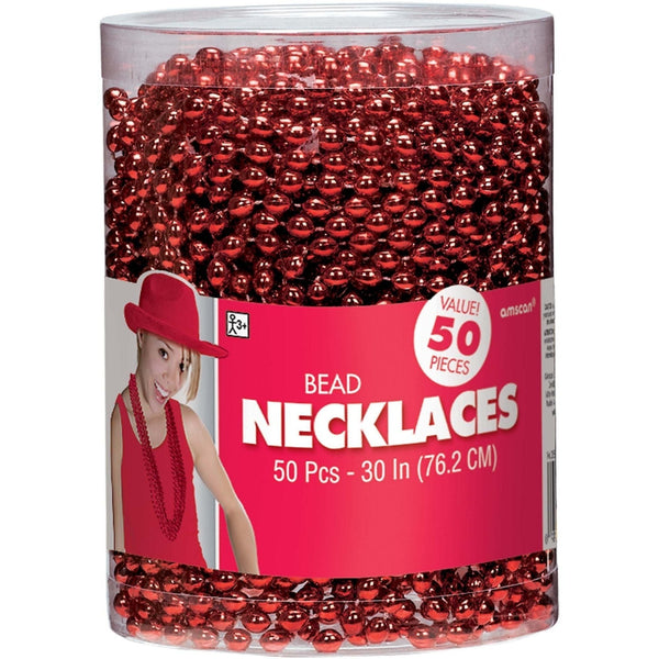 Necklaces Bead 50 Ct. Red