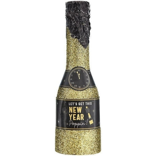 New Year's Mini Glitter Bottle Confetti Poppers, 4 Count.
