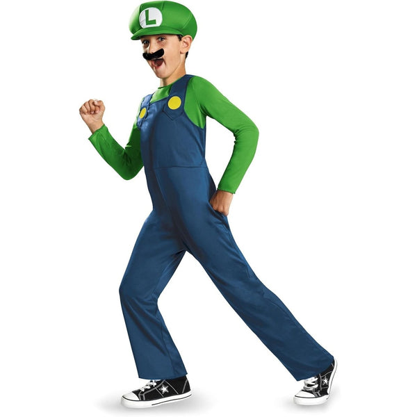 Nintendo Super Mario Brothers Luigi Classic Boys Halloween Costume for Kids, Licensed