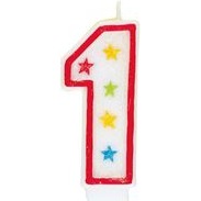 Number 1 Glitter Birthday Candle with Cake Decoration