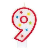 Number 9 Glitter Birthday Candle with "Happy Birthday" Decoration