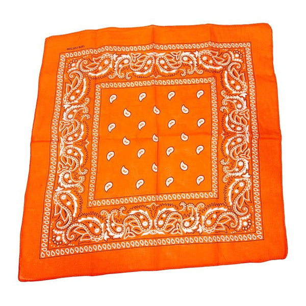 Orange Paisley Bandana 20x20in