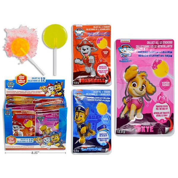 Paw Patrol Popping Candy with Lollipop & Stickers