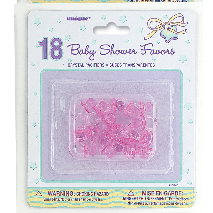 Pink Crystal Pacifier Favors 1", 18 Count