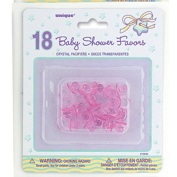 Pink Crystal Pacifier Favors 1", 18 Count