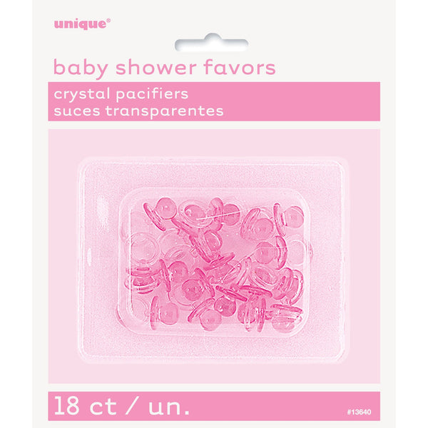 Pink Crystal Pacifier Favors 1", 18 Count