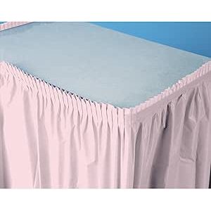 Pink Plastic Table Skirt 14' x 29"