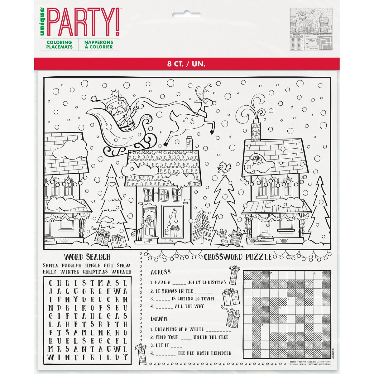 Placemats - Coloring, Christmas, 8 Count