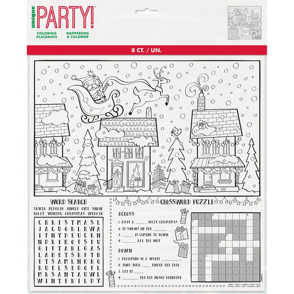 Placemats - Coloring, Christmas, 8 Count