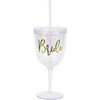 Plastic Glitter Bride Cup with Straw and Lid