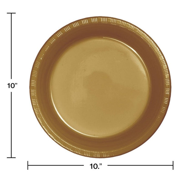 Plate 10" Plastic 20 Count Glittering Gold