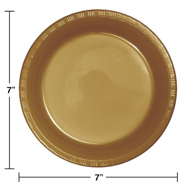 Plate 7" Plastic 20 Count Glittering Gold