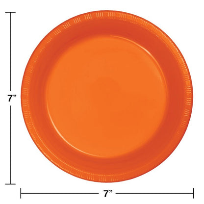 Plate 7" Plastic 20 Count Sunkissed Orange