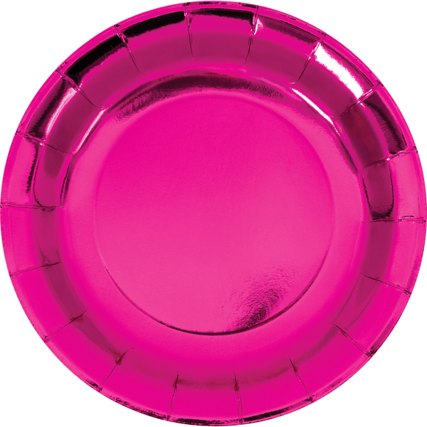 Plate 9" Foil 8 Count Pink