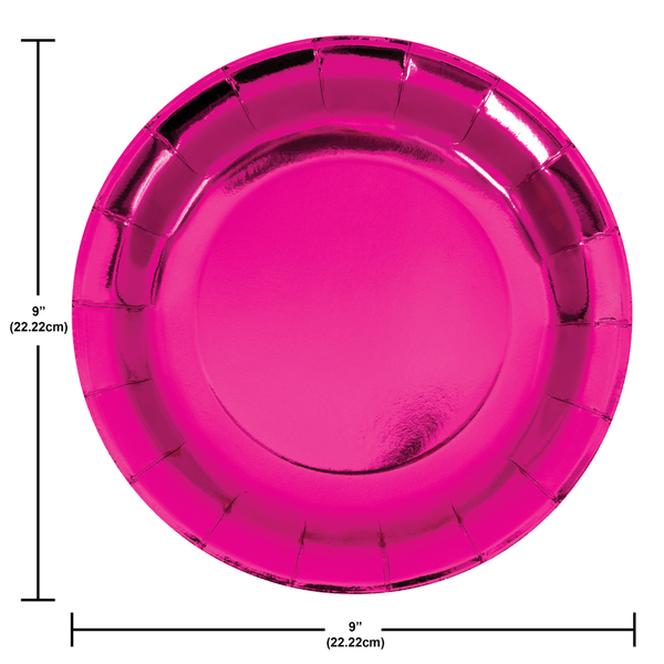 Plate 9" Foil 8 Count Pink
