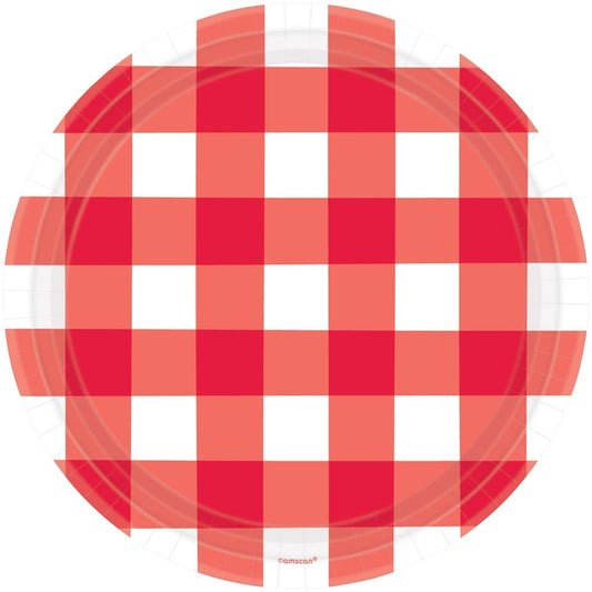 Plate, 10" Red Gingham