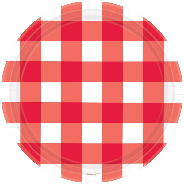 Plate, 10" Red Gingham