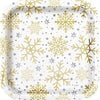 Plate, 9" Silver And Gold Snowflakes