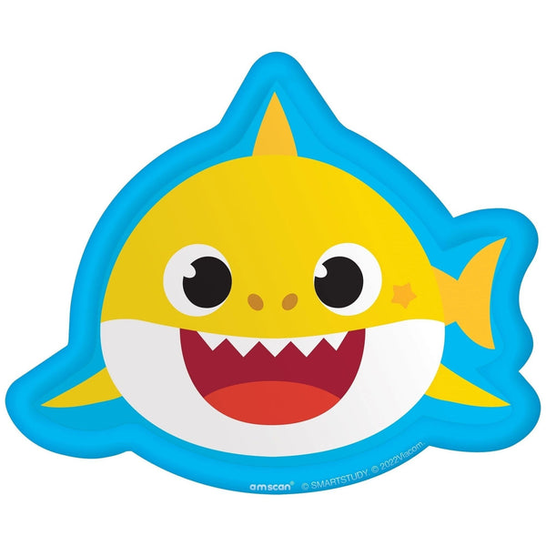 Plates - Blue, Shark Shaped, Baby Shark, 8 1/4", 10 Count