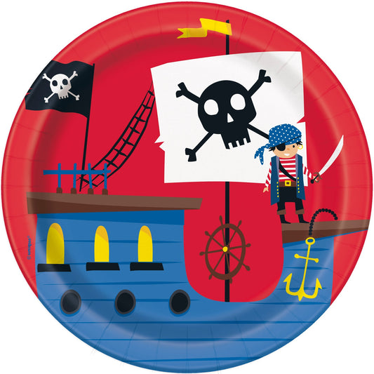 Plates - Dessert, Ahoy Pirate, Round, 7", 8 Count