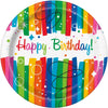 Plates - Dinner, Rainbow, Ribbons "Happy Birthday", Round, 9", 8 Count