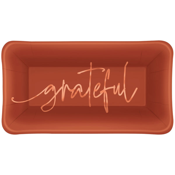 Plates - Elegant Thanksgiving, Rectangular, 9" x 5", 8 Count