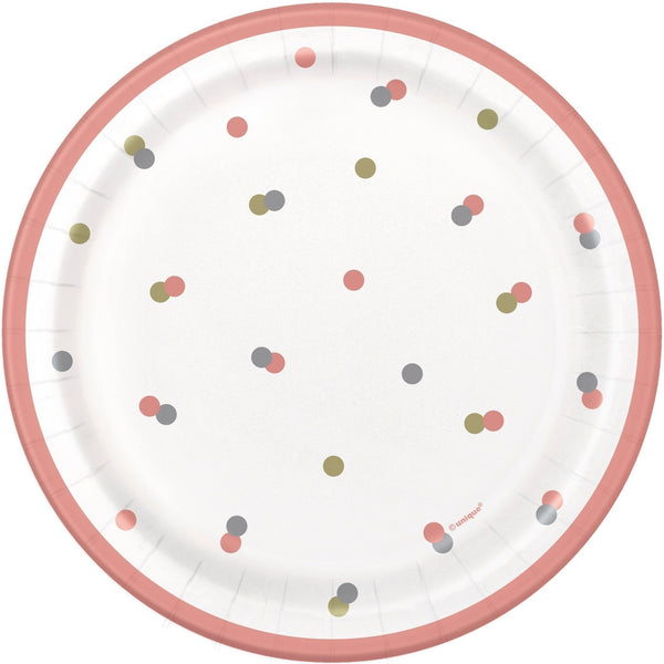 Plates - Glitz Rose Gold, 7", 8 Count