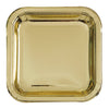 Plates - Gold Foil Square 9" Dinner Plates, 8 Count - Foil Board